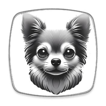 Chihuahua Graustufen Kunst TShirt Design - Viereckiger Kühlschrankmagnet - Weiß - Vorne