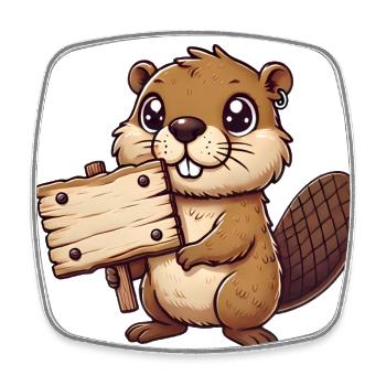 Adorable Beaver Holding Blank Sign - Square fridge magnet - white - Front