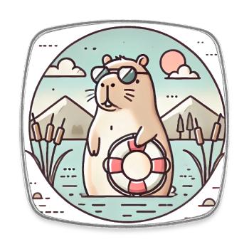 Chill Capybara Beach Vibes Design - Square fridge magnet - white - Front
