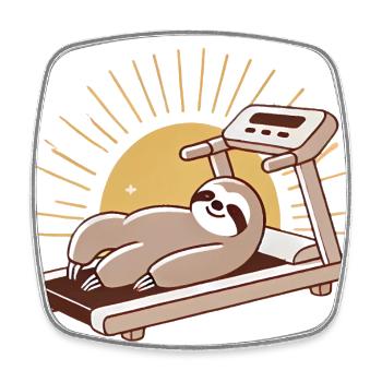 Retired Sloth on Treadmill Illustration - Square fridge magnet - white - Front