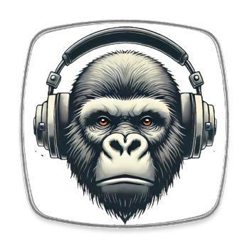 Gorilla with Headphones Artistic Design - Square fridge magnet - white - Front
