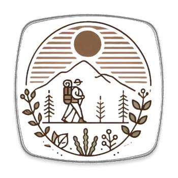 Illustration de randonneur de montagne paisible - Magnet carré - blanc - Devant