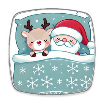 Duo de sommeil douillet renne du Père Noël - Magnet carré - blanc - Devant