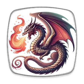 Grimmiger Drache, Speichel, Feuer Design - Viereckiger Kühlschrankmagnet - Weiß - Vorne