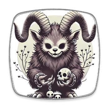 Dark Krampus Gothic Illustration - Square fridge magnet - white - Front