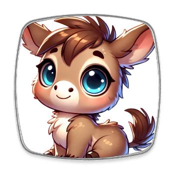 Adorable BigEyed Donkey Cartoon - Square fridge magnet - white - Front