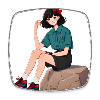 Retro-Mädchen mit roter Schleife Illustration - Viereckiger Kühlschrankmagnet - Weiß - Vorne