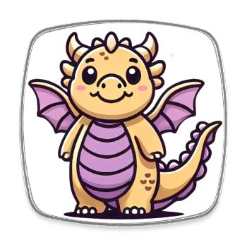 Illustration de dessin animé de dragon doré mignon - Magnet carré - blanc - Devant