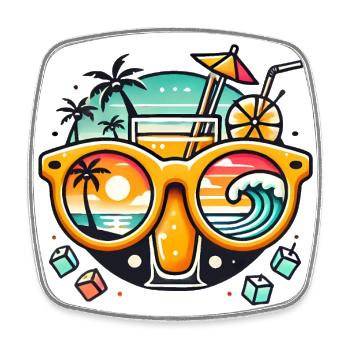 Lunettes de soleil Tropical Sunset Cocktails - Magnet carré - blanc - Devant