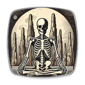 Illustration de squelette dans la solitude - Magnet carré - blanc - Devant