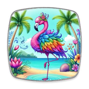 Schöner Flamingo - Viereckiger Kühlschrankmagnet - Weiß - Vorne