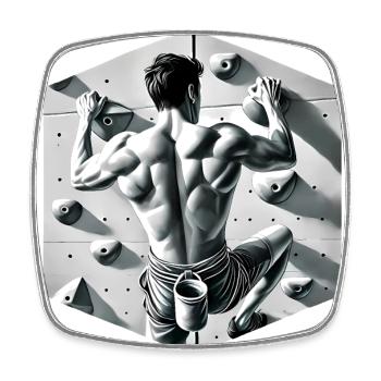 Graustufen-Kletterer-Illustration - Viereckiger Kühlschrankmagnet - Weiß - Vorne