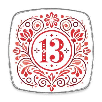 Floral 13 Abzeichen mit elegantem Design - Viereckiger Kühlschrankmagnet - Weiß - Vorne