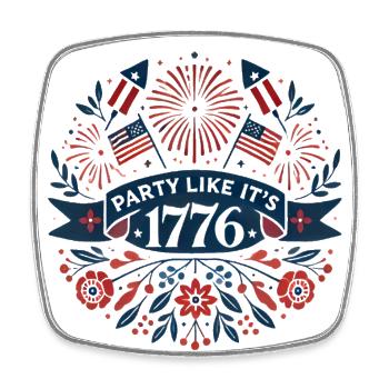 Retro Patriotisches Parteidesign 1776 - Viereckiger Kühlschrankmagnet - Weiß - Vorne