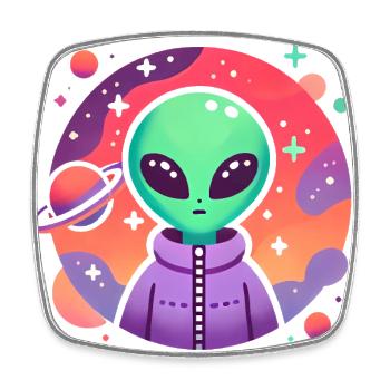 Alien Traveler Cosmic Art - Square fridge magnet - white - Front
