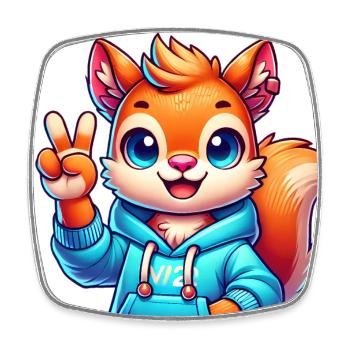 Peaceful Cartoon Squirrel in Hoodie - Square fridge magnet - white - Front