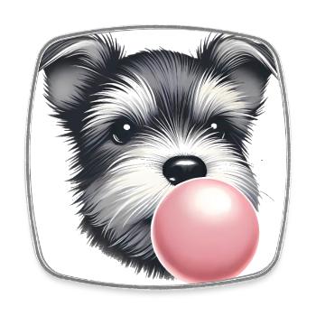 Terrier joueur avec chewing-gum - Magnet carré - blanc - Devant
