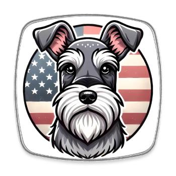 Schnauzer Papa Patriotisches Hundedesign - Viereckiger Kühlschrankmagnet - Weiß - Vorne