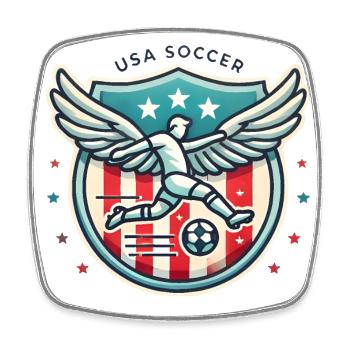 Badge de football des États-Unis avec design d’ailes - Magnet carré - blanc - Devant
