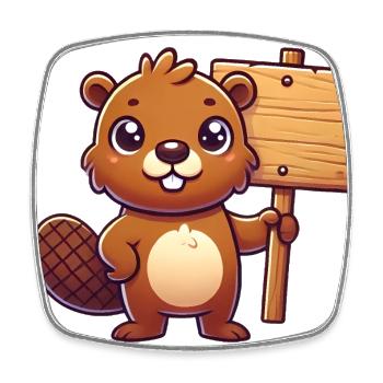 Adorable Beaver with Blank Sign Design - Square fridge magnet - white - Front
