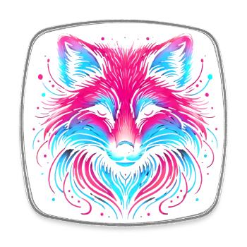 Neon Fuchs Leuchten Illustration Design - Viereckiger Kühlschrankmagnet - Weiß - Vorne