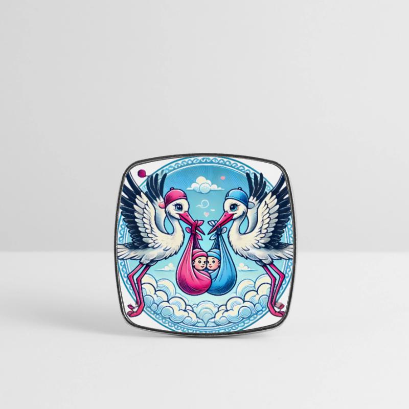 Rosa oder Blauer Storch Baby Bundle Design Viereckiger Kühlschrankmagnet