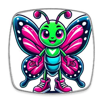 Colorful Cartoon Butterfly Character - Square fridge magnet - white - Front