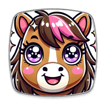 Adorable Kawaii Horse Face Design - Square fridge magnet - white - Front