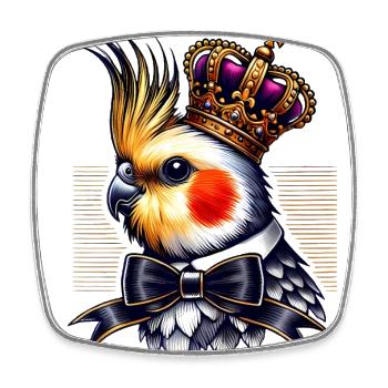 Calopsitte royale avec nœud papillon couronne - Magnet carré - blanc - Devant