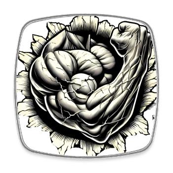Muscular Arm Breaking Through Wall - Square fridge magnet - white - Front