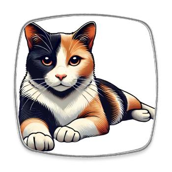Entspannte Katzekatze Illustration - Viereckiger Kühlschrankmagnet - Weiß - Vorne