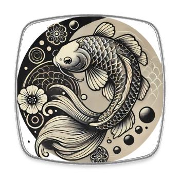 Koi Fisch Harmonie Design - Viereckiger Kühlschrankmagnet - Weiß - Vorne
