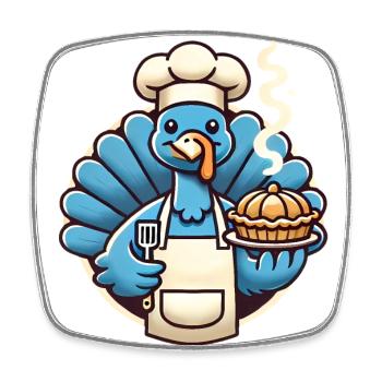Chef Turkey Serving Pumpkin Pie - Square fridge magnet - white - Front