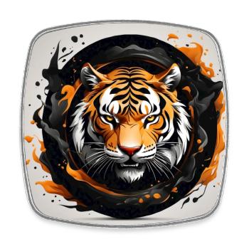 Portrait de tigre Big Cat Design Tigre sifflant - Magnet carré - blanc - Devant