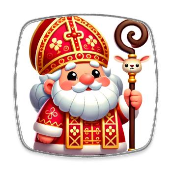 Festive Saint Nicholas Cartoon Design - Square fridge magnet - white - Front