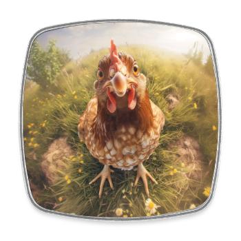 I think there's a chicken peeking there - Square fridge magnet - white - Front