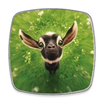 Little goat peeping - Square fridge magnet - white - Front
