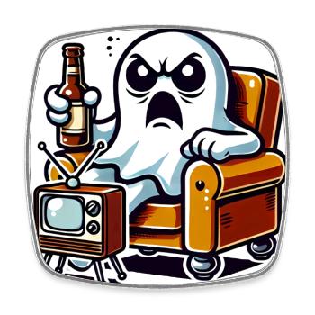 Funny Ghost Watching TV Boo - Square fridge magnet - white - Front