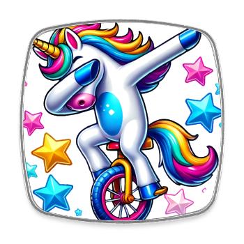 Dabbing Licorne sur la conception d’un monocycle - Magnet carré - blanc - Devant