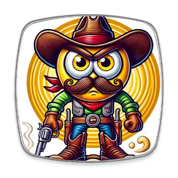 Lustiges Cartoon Cowboy PopArt Design - Viereckiger Kühlschrankmagnet - Weiß - Vorne