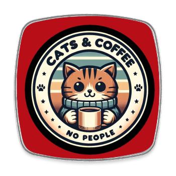 Katze und Kaffee keine Menschen - Viereckiger Kühlschrankmagnet - Weiß - Vorne
