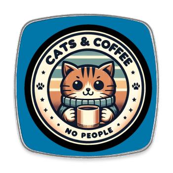 Katze und Kaffee keine Menschen - Viereckiger Kühlschrankmagnet - Weiß - Vorne