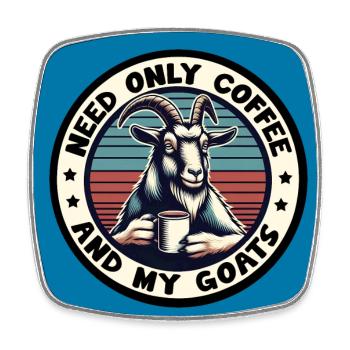 Just need coffee and goats. Goat with coffee pot - Square fridge magnet - white - Front