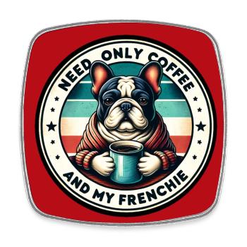 Kaffee und Französische Bulldogge Frenchie - Viereckiger Kühlschrankmagnet - Weiß - Vorne
