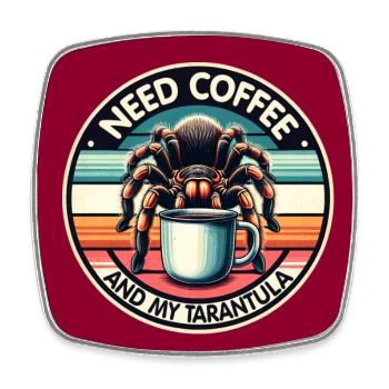 Coffee and tarantula spider saying coffee saying - Square fridge magnet - white - Front