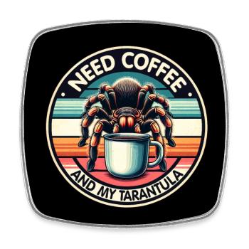 Coffee and tarantula spider saying coffee saying - Square fridge magnet - white - Front