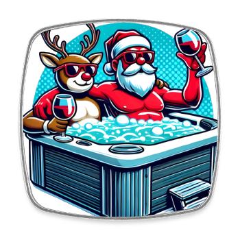 Santa Rudolph Hot Tub Cheers - Square fridge magnet - white - Front