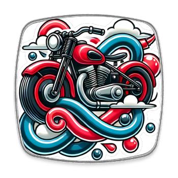 Vintage Motorrad Traumkunst - Viereckiger Kühlschrankmagnet - Weiß - Vorne
