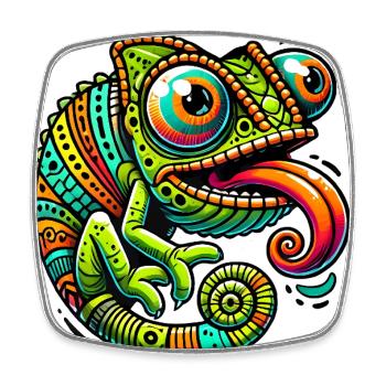 Chameleon Power Cartoon Design - Square fridge magnet - white - Front