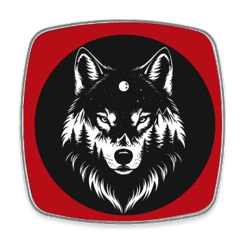Black Wolf Wolf Portrait. Wolf design for Wolf F - Square fridge magnet - white - Front